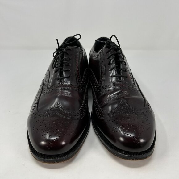 Florsheim Mens Lexington Burgundy Leather Wingtip Dress Shoes 30300 Size 9 EEE - Picture 4 of 11